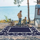 GENIMO 10' x 14' Outdoor Rug Waterproof for Patio, Foldable Reversible Plastic Straw Area Rugs Mat for Rv Decor, Outside Carpet for Camper, Deck, Picnic, Beach, Balcony, Porch, Blue & White by GreenHaven Gardens