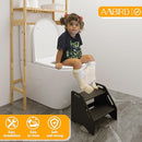 AMBIRD Wooden Step Stool, Two Step Stools 300 lbs Capacity with Safety Non-Slip Pads and Handles, Bamboo Step Stool for Bathroom, Kitchen Dual Height Step Stools for Adults (Black) by TinyTreasures Baby Boutique