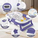 Collapsible Baby Bathtub,Baby Bath Tub with Thermometer & Soft Cushion,Baby Bathtub for Newborn to Toddler 0-36 Months,Portable Travel Baby Tub with No-Slip Feet,Baby Shower Gifts,Lavender by TinyTreasures Baby Boutique