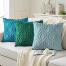 decorUhome Fall Throw Pillow Covers 18x18 Inch Set of 2, Soft Plush Decorative Faux Fur Aqua Solid Couch Pillow Covers, Accent Farmhouse Neutral Square Euro Pillow Cases for Sofa Bed Living Room by CozyNest Decor