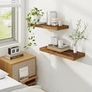 Fun Memories 24 Inch Floating Shelves for Wall, 9 Inch Deep Brown Rustic Wood Wall Mounted Shelves for Bathroom, Kitchen, Living Room, Set of 2 by CozyNest Decor