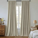 MIULEE 100% Blackout Curtains 120 Inch Long 2 Panels Set for Bedroom, Thick Luxury Faux Linen Black Out Curtain Room Darkening Back Tab Pleat Window Textured Drapes with Hooks for Living Room, Oatmeal by CozyNest Decor