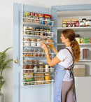 Over The Door Pantry Organizer, Wall Mount Spice Rack, Pantry Hanging Storage and Organization, 6 Adjustable Baskets Heavy-Duty Metal for Home & Kitchen, Back of Door Seasoning Rack - White by CozyNest Decor