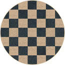 Lahome Checkered Easy Jute Rugs for Entryway, 3 ft Round Rug Small Indoor Outdoor Circle Carpet, Farmhouse Neutral Non Slip Non Shedding Black Carpet for Kitchen Front Porch Foyer by CozyNest Decor