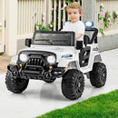 Costzon 12V Kids Ride on Truck Car, Electric Vehicle w/Remote Control, Threaded Wheels, 3 Speeds, LED Lights, Music, Horn & Wireless Connection, Battery Powered Ride on Toy for Boys & Girls 3+ (White) by TinyTreasures Baby Boutique