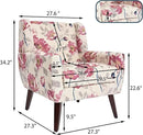 UIXE Floral Accent Chair, Modern Upholstered Armchair in Fabric for Living Room, Comfy Club Arm Chairs Single Sofa Button Tufted Bedroom Reading Seat - Pattern White, Set of 2 by CozyNest Decor