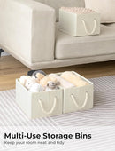StorageWorks Storage Baskets for Shelves, Foldable Fabric Closet Storage Bins with Handles, Fabric Storage Bins Clothes Organizer, Beige, White & Ivory, 3-Pack, Small by TinyTreasures Baby Boutique