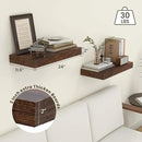 Deep Floating Shelves, 12 Inch Deep Rustic Floating Shelves Set of 2, 24 Inch Large Wall Mounted Wood Shelves for Books Laundry Room Living Room Bedroom Kitchen Home Office - Rustic Brown by CozyNest Decor
