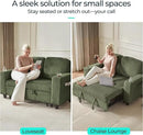 LINSY HOME Loveseat Sofa with Pull Out Couch Chaise: 2-in-1 Convertible 2 Seater Sofa with USB Charging & Cup Holders, Comfy Plush Corduroy Love Seat for Small Spaces Living Room Apartment, Green by CozyNest Decor