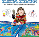 Bilingual Interactive for Kids Talking USA Map World Map for Kids Learning, Geography Toys Games Educational Electronic Map Personalized Gift/Toys for 4 5 6 7 8 9 10 Year Old Girls/Boys by TinyTreasures Baby Boutique
