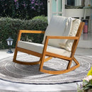 IDZO Club Rocking Chair 500lbs Capacity with Inclined Backrest, Thick Foam Cushion, Solid Acacia Wood Rocker for Patio, Backyard, Balcony, Porch by CozyNest Decor