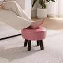 Small Foot Stool Round Pouf Ottoman, 13'' Leather Foot Rest with Non-Skid Rubber Legs, Foolstool Ottomans for Couch, Sofa Footrest Step Stool for Living Room Bedroom Entryway Office, Pink by CozyNest Decor