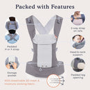 Beco Gemini Baby Carrier from Newborn to Toddler - Certified Ergonomic Newborn Baby Carrier for Infants and Children of 7-35 lbs - M Shape, Adjustable Seat, Breathable 3D Mesh (Cool Dark Grey) by TinyTreasures Baby Boutique