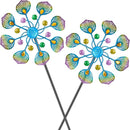 Peacock Wind Spinner Outdoor, Standing Wind Sculpture Yard Art Decorations, Metal Windmill for Patio Lawn & Garden Decor (2pcs-Blue Green) by GreenHaven Gardens