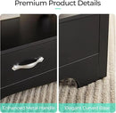 LINSY HOME Farmhouse Coffee Table with Storage, Wood Coffee Table for Living Room, Open Display Area and Storage Drawers with Metal Handles, Chic Style with Curved Base, Black by CozyNest Decor