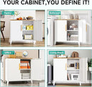 SISESOL White Storage Cabinet with Doors and Shelves,30 inch Small Pantry Cabinet Sideboard with Leg,Accent Cabinets with Storage,Side Floor Cabinets for Home,Kitchen,Coffee Bar,Dining/Living Room by CozyNest Decor