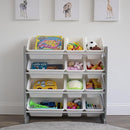 Humble Crew Kids Toy Storage Organizer with 12 Plastic Bins, Grey/White – Removable Bins for Playroom, Bedroom, Toddler Furniture for Boys and Girls Ages by TinyTreasures Baby Boutique