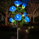 1 Pack Solar Garden Lights Outdoor, 7-Flower Rose Solar Lights for Yard, LED Solar Powered Stake Lights for Patio Pathway Lawn Fence Cemetery, Blue by GreenHaven Gardens