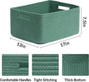 Large Storage Baskets for Organizing, Closet Shelf Baskets for Clothes Blanket Towels, Baby Nursery, Toy Bins Box, Woven Rope Baskets, 17 x 13 x 7.5”, 4 Packs Green by CozyNest Decor