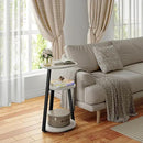 Side Table, Small End Table with Metal Frame, 3-Tier Bedside Tables, Round Side Tables for Living Room Bedroom Couch Bathroom, Oval, White Maple by CozyNest Decor