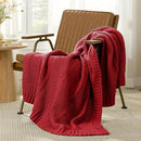 Amélie Home Chenille Knit Throw Blanket for Couch, Chevron Texture Decorative Soft Blanket for Sofa, Bed & Chair, 50"x60", Red by CozyNest Decor