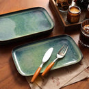 vancasso Stern Serving Platters Set of 4, 11 Inches Rectangular Ceramic Serving Plates, Green Serving Trays for Entertaining by CozyNest Decor