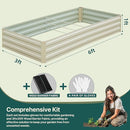 Raised Garden Bed Beige, 6x3x1ft Galvanized Raised Garden Bed Outdoor Metal for Gardening Vegetables Flower Garden Planter Box Large Raised Bed with Gloves and 3ftx30ft Weed Barrier Fabric by GreenHaven Gardens