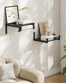 Deep Floating Shelves for Wall, 12 inch Wall Mounted Shelves Set of 2, Wide Floating Shelves for Living Room, Bedroom, Study, Bathroom, Black TBJ02P2BB by CozyNest Decor