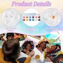 Blosssound 10 Set Pre Printed Canvas Pre Drawn Canvas Painting with Easel Kits 5" x 7" Outline Painting Panels for Beginners, DIY Craft Project, Party Favor, Home Decors(Black Women) by TinyTreasures Baby Boutique