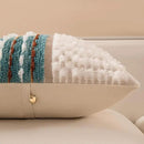 Boho Chenille Tufted Couch Throw Pillow Covers 18x18 Inch Set of 2 Farmhouse Striped Decorative Pillow Covers Accent Neutral Pillowcase Teal Cushion Cover for Living Room Sofa Bed by CozyNest Decor