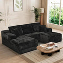 Modular Sectional Sofa Cloud Sectional Couch, 107" Comfy Fluffy U Shaped Black Couches for Living Room, Deep Seat Memory Foam Plush Corduroy Boneless Couch Sectionals with Left Facing Chaise Sofa by CozyNest Decor