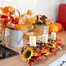 3 Pillar Black Metal Candle Holders for Table Centerpiece, Fall Thanksgiving & Halloween Dining Table, Fireplace Mantel Decor, Tray Candlestick for Living Room Rustic Decorations by CozyNest Decor