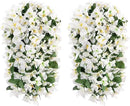 Faux Bougainvillea Artificial Flowers Plants for Outdoors Outside Decoration, 2 PCS White Fake Flowers UV Resistant Look Real Silk Long Trailing Vines for Front Door Porch Planter Patio Garden Yard by CozyNest Decor