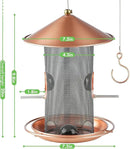 Bird Feeder for Outdoor, Metal Wild Bird Feeder Hanging Outside, 7.5" Copper Roof and 360 Degree Feeding Tray with 2 Extra Feeding Ports, 3 Lbs Bird Seeds Capacity by CozyNest Decor