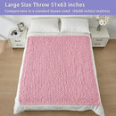 Bigacogo Chunky Knit Throw Blanket for Couch, 51x63 inches, 100% Hand Knitted with Thick Jumbo Chenille Yarn, Cozy Soft Large Rope Knot Cable Crochet Blankets for Sofa Bed Living Room, Blush Pink by CozyNest Decor