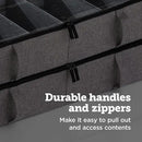 storageLAB Slim Under Bed Storage Containers, Closet Organizers with Sturdy Handles for Clothes, Comforters, and Accessories, Use Under or at the End of the Bed - 2 Pack, Adjustable Dividers, Grey by CozyNest Decor