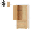 50.4" H Bathroom Storage Cabinet, Modern Floor Cabinet with Adjustable Shelf, Small Pantry with 2 Doors & Drawers, Storage Cabinet for Bathroom, Living Room, Kitchen, Natural KES007MCWG by CozyNest Decor