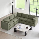 CHITA Oversized Modular Sectional Sofa Set, FSC Certified Extra Large 5 Seat V Shaped Cloud Couch for Living Room, 106 inch Width, 4 Seater and 1 Middle Corner, Moss Green by CozyNest Decor