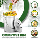 Utopia Kitchen Compost Bin for Kitchen Countertop, 1.3 Gallon Compost Bucket for Kitchen with Lid, Includes 1 Spare Charcoal Filter, Home Essentials - (Silver) by GreenHaven Gardens