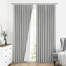 Vision Home Light Gray Pinch Pleated Full Blackout Curtains Linen Blended Thermal Insulated Window Panels 112 inch for Bedroom Living Room Darkening Grey Pleat Drapes with Hooks Back Tab 60"Wx112"Lx1 by CozyNest Decor