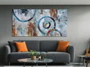 Arjun Abstract Wall Art Geometric Canvas Circle Block Painting Modern Grey Brown Picture, Large Size Simple Artwork Ready to Hang Framed for Bedroom Living Room Bathroom Home Office Wall Décor 40"x20" by CozyNest Decor