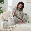 Amélie Home Chenille Waffle Throw Blanket for Couch, Reversible Pineapple Stitch Knit Soft Cozy Knit Blanket Lightweight Warm Decorative Throw for Sofa, Bed, Living Room, 50"x60", Grey&Ivory by CozyNest Decor