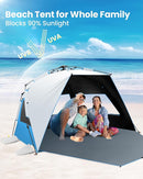 OutdoorMaster Beach Tent with Blackout Shelter Technology, Portable Beach Shade Sun Shelter Canopy for 4-6 Person with UPF 50+ UV Protection, Easy Setup Pop Up Tent Family Size by TinyTreasures Baby Boutique