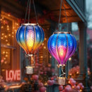 TERESA'S COLLECTIONS 2 Pack Hanging Solar Lantern Outdoor Garden Decor for Valentine,Waterproof Plastic Hot Air Balloon Blue Flickering Flame Effect Lantern for Yard Tree,Gift for Mom,18" by GreenHaven Gardens