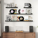 Picture Ledge Wall Shelves - 16 Inch Width Set of 3, Solid Pine Wood Rustic Floating Ledge Shelves for Kids' Room, Bedroom, Kitchen, Bathroom, Living Room, Nursery Display Decor, Black by CozyNest Decor