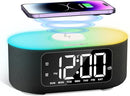 JALL Fabric Alarm Clock for Bedroom, with Big Led Screen Display, Bluetooth Stereo Sound Speaker, FM Radio, Fast Wireless Charging, USB Charging Port, Nightlight, White Noise, Ideal for Gift, Black by TinyTreasures Baby Boutique