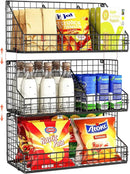 X-cosrack 3 Tier Large Stackable Snack Organizer - Versatile Wall Mounted Wire Storage Basket with Divider for Candy Chip Cans Bars - Ideal for Pantry Office Home by CozyNest Decor