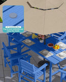 Patio Dining Set for 6 with Umbrella Hole - 66" Outdoor Table & 6 Chairs, All-Weather HDPE Outdoor Furniture for Lawn, Garden, Backyard, Poolside, Navy by GreenHaven Gardens