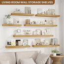 fuqing Floating Shelves for Wall, Bathroom Shelf Wall Mounted for Storage, Shelves with Invisible Bracket for Bedroom, Kitchen, Living Room, Farmhouse Small Book Shelf, 48 Inch Set of 2, Oak by CozyNest Decor
