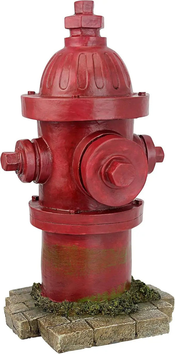Design Toscano Dog's Second Best Friend Fire Hydrant Pee Post Indoor/Outdoor Statue, Medium 14 Inch Tall, Cast Stone Resin, Red Painted Finish